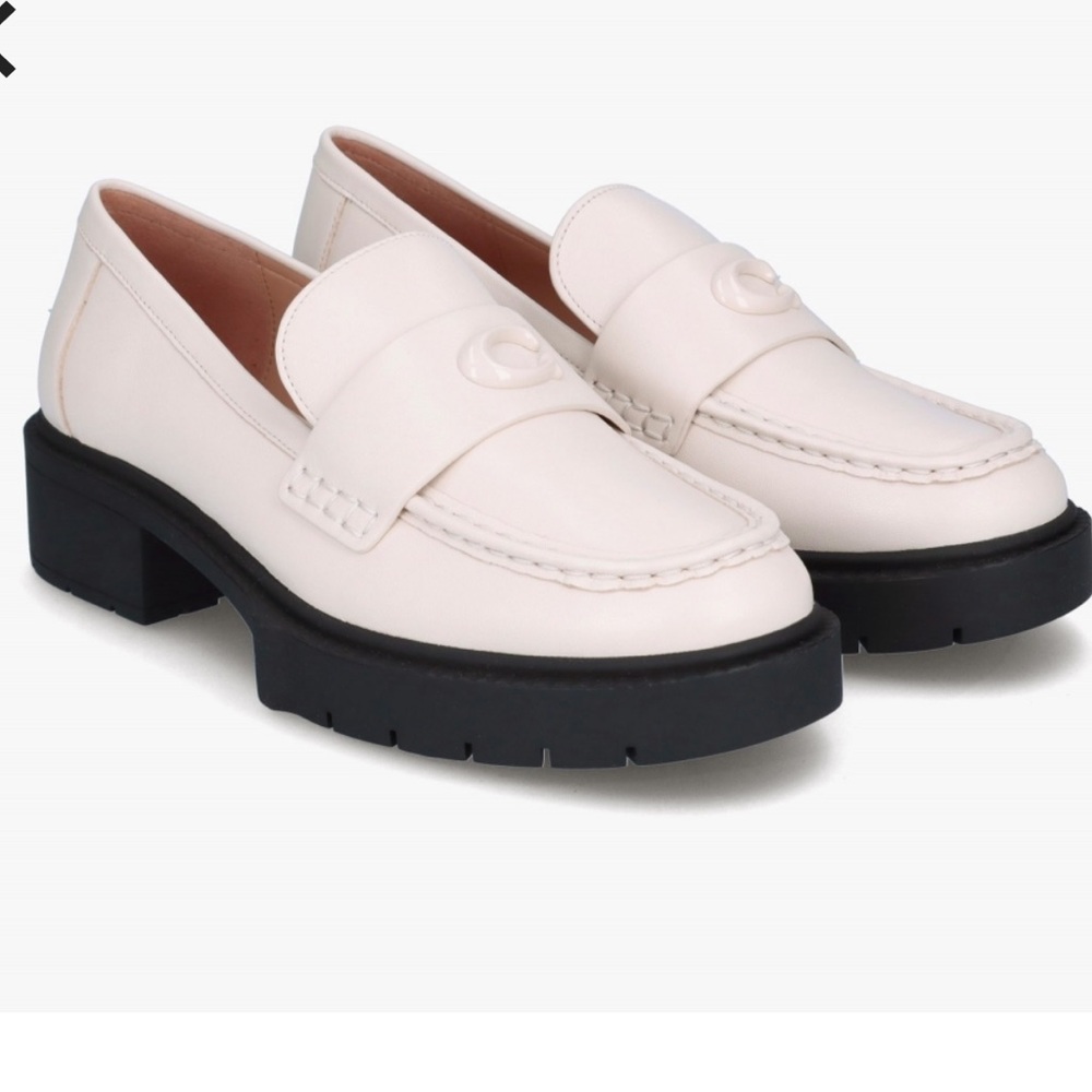 COACH Leah Penny Loafers with Black Lug Sole
